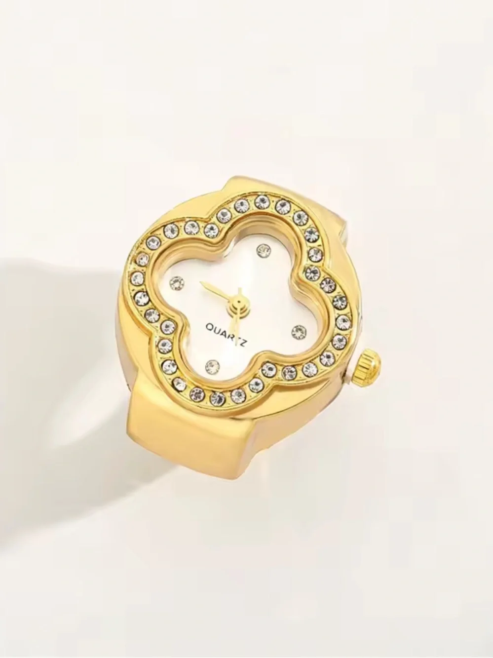 Gold Floral Mother-of-Pearl Pavé Ring watch